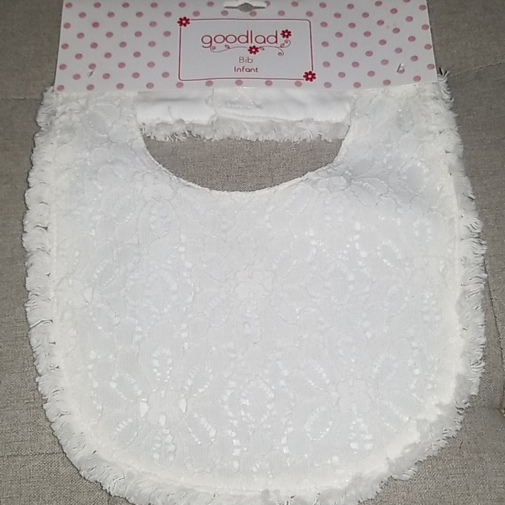 NWT Lace Baby Bib White